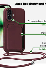 BASEY. BASEY. iPhone 17 Hoesje Pashouder met Koord - Aubergine - 2 PACK