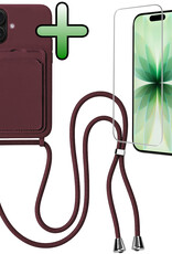 BASEY. BASEY. iPhone 17 Hoesje Pashouder met Koord Met Screenprotector - Aubergine