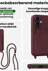 BASEY. BASEY. iPhone 17 Hoesje Pashouder met Koord Met Screenprotector - Aubergine