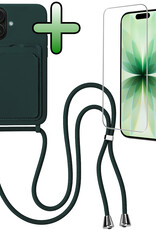 BASEY. BASEY. iPhone 17 Hoesje Pashouder met Koord Met Screenprotector - Donkergroen