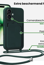 BASEY. BASEY. iPhone 17 Hoesje Pashouder met Koord Met Screenprotector - Donkergroen