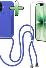 BASEY. BASEY. iPhone 17 Hoesje Pashouder met Koord Met Screenprotector - Fel Blauw