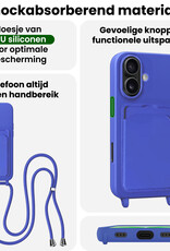 BASEY. BASEY. iPhone 17 Hoesje Pashouder met Koord Met 2x Screenprotector - Fel Blauw
