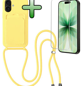 BASEY. BASEY. iPhone 17 Hoesje Pashouder met Koord Met Screenprotector - Geel