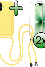 BASEY. BASEY. iPhone 17 Hoesje Pashouder met Koord Met 2x Screenprotector - Geel