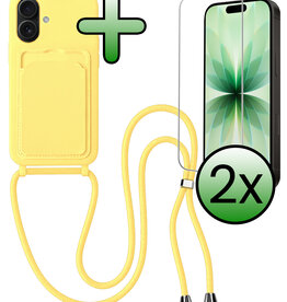 BASEY. BASEY. iPhone 17 Hoesje Pashouder met Koord Met 2x Screenprotector - Geel
