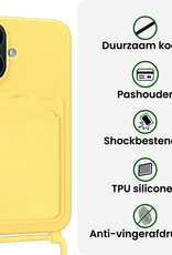 BASEY. BASEY. iPhone 17 Hoesje Pashouder met Koord Met 2x Screenprotector - Geel