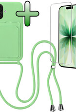 BASEY. BASEY. iPhone 17 Hoesje Pashouder met Koord Met Screenprotector - Groen