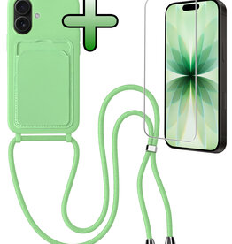 BASEY. BASEY. iPhone 17 Hoesje Pashouder met Koord Met Screenprotector - Groen