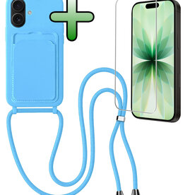 BASEY. BASEY. iPhone 17 Hoesje Pashouder met Koord Met Screenprotector - Lichtblauw