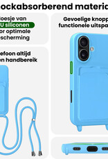 BASEY. BASEY. iPhone 17 Hoesje Pashouder met Koord Met Screenprotector - Lichtblauw