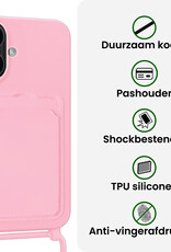 BASEY. BASEY. iPhone 17 Hoesje Pashouder met Koord Met Screenprotector - Lichtroze