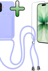 BASEY. BASEY. iPhone 17 Hoesje Pashouder met Koord Met Screenprotector - Lila
