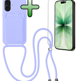 BASEY. BASEY. iPhone 17 Hoesje Pashouder met Koord Met Screenprotector - Lila