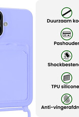 BASEY. BASEY. iPhone 17 Hoesje Pashouder met Koord Met 2x Screenprotector - Lila