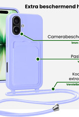 BASEY. BASEY. iPhone 17 Hoesje Pashouder met Koord Met 2x Screenprotector - Lila