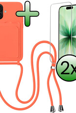 BASEY. BASEY. iPhone 17 Hoesje Pashouder met Koord Met 2x Screenprotector - Papaya