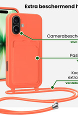 BASEY. BASEY. iPhone 17 Hoesje Pashouder met Koord Met 2x Screenprotector - Papaya
