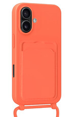BASEY. BASEY. iPhone 17 Hoesje Pashouder met Koord Met 2x Screenprotector - Papaya