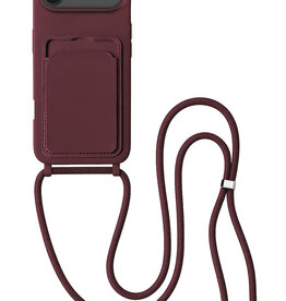 BASEY. BASEY. iPhone Air Hoesje Pashouder met Koord - Aubergine