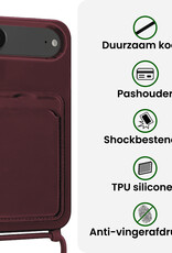 BASEY. BASEY. iPhone Air Hoesje Pashouder met Koord Met Screenprotector - Aubergine