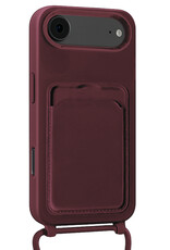BASEY. BASEY. iPhone Air Hoesje Pashouder met Koord Met Screenprotector - Aubergine