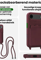 BASEY. BASEY. iPhone Air Hoesje Pashouder met Koord Met 2x Screenprotector - Aubergine