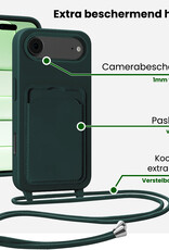 BASEY. BASEY. iPhone Air Hoesje Pashouder met Koord Met Screenprotector - Donkergroen