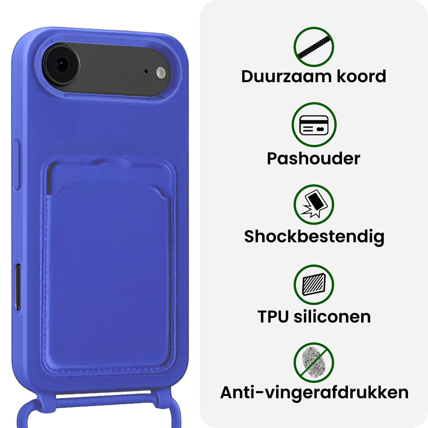 BASEY. BASEY. iPhone Air Hoesje Pashouder met Koord - Fel Blauw