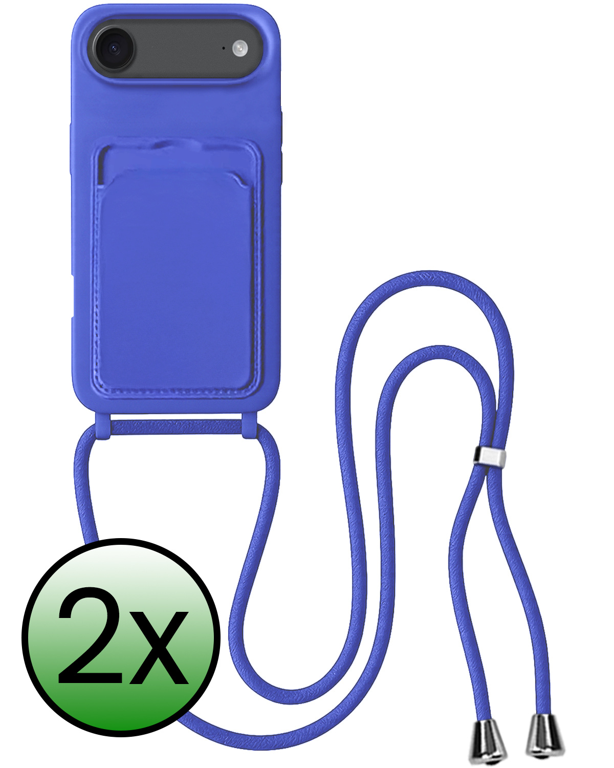 BASEY. BASEY. iPhone Air Hoesje Pashouder met Koord - Fel Blauw - 2 PACK