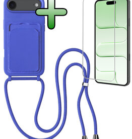 BASEY. BASEY. iPhone Air Hoesje Pashouder met Koord Met Screenprotector - Fel Blauw