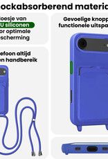 BASEY. BASEY. iPhone Air Hoesje Pashouder met Koord Met Screenprotector - Fel Blauw