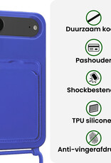 BASEY. BASEY. iPhone Air Hoesje Pashouder met Koord Met 2x Screenprotector - Fel Blauw