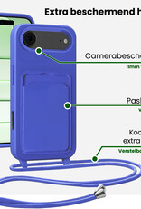 BASEY. BASEY. iPhone Air Hoesje Pashouder met Koord Met 2x Screenprotector - Fel Blauw