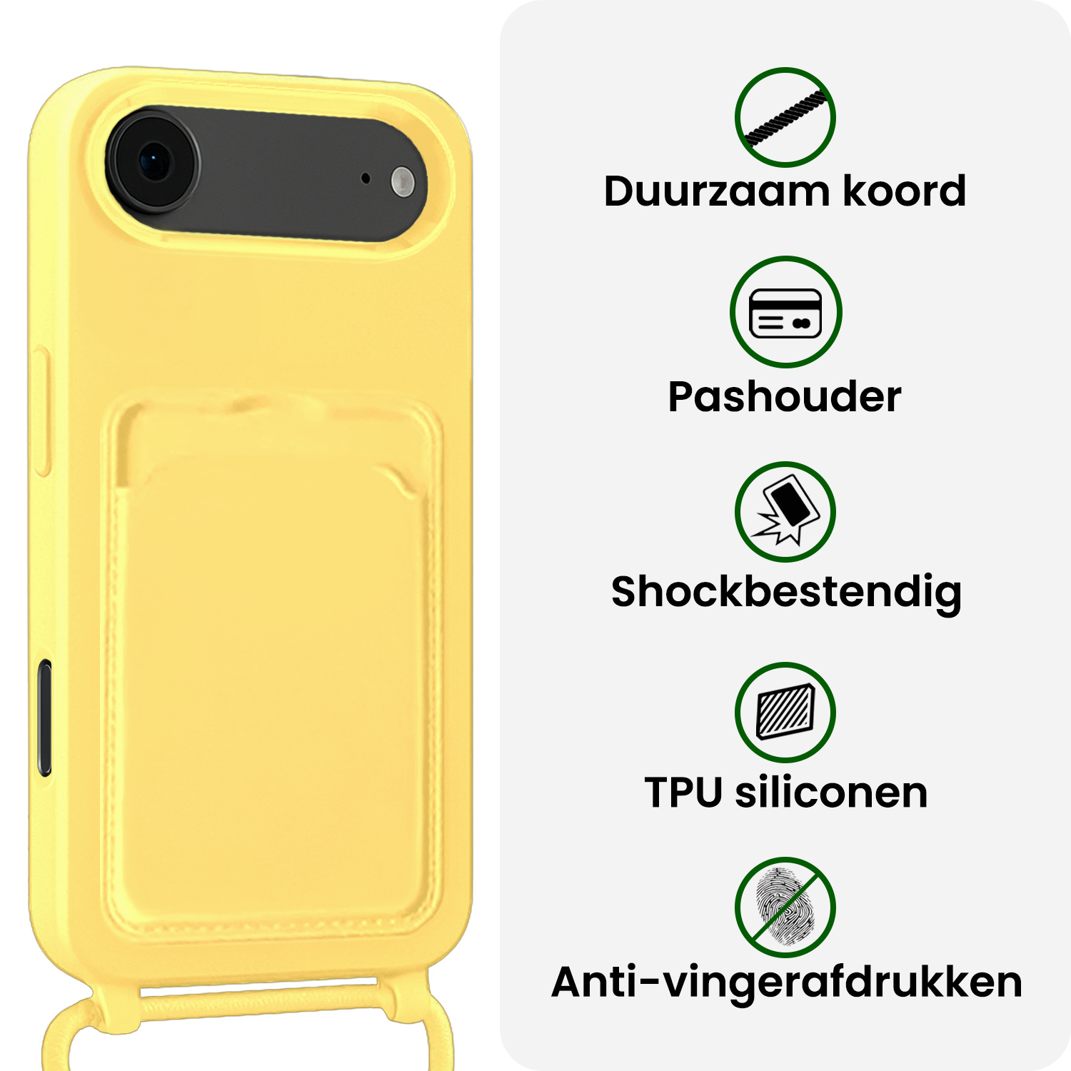 BASEY. BASEY. iPhone Air Hoesje Pashouder met Koord - Geel