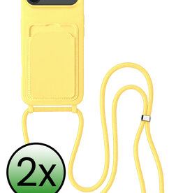BASEY. BASEY. iPhone Air Hoesje Pashouder met Koord - Geel - 2 PACK