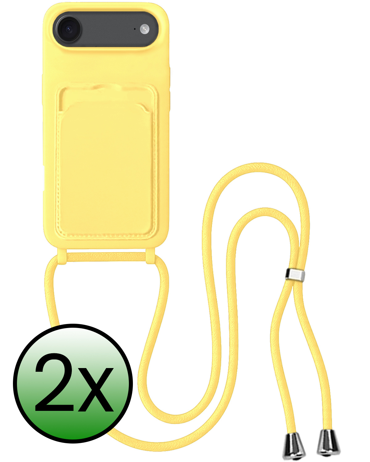 BASEY. BASEY. iPhone Air Hoesje Pashouder met Koord - Geel - 2 PACK