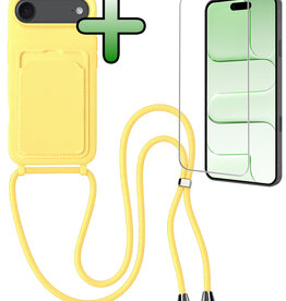BASEY. BASEY. iPhone Air Hoesje Pashouder met Koord Met Screenprotector - Geel