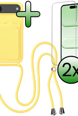 BASEY. BASEY. iPhone Air Hoesje Pashouder met Koord Met 2x Screenprotector - Geel