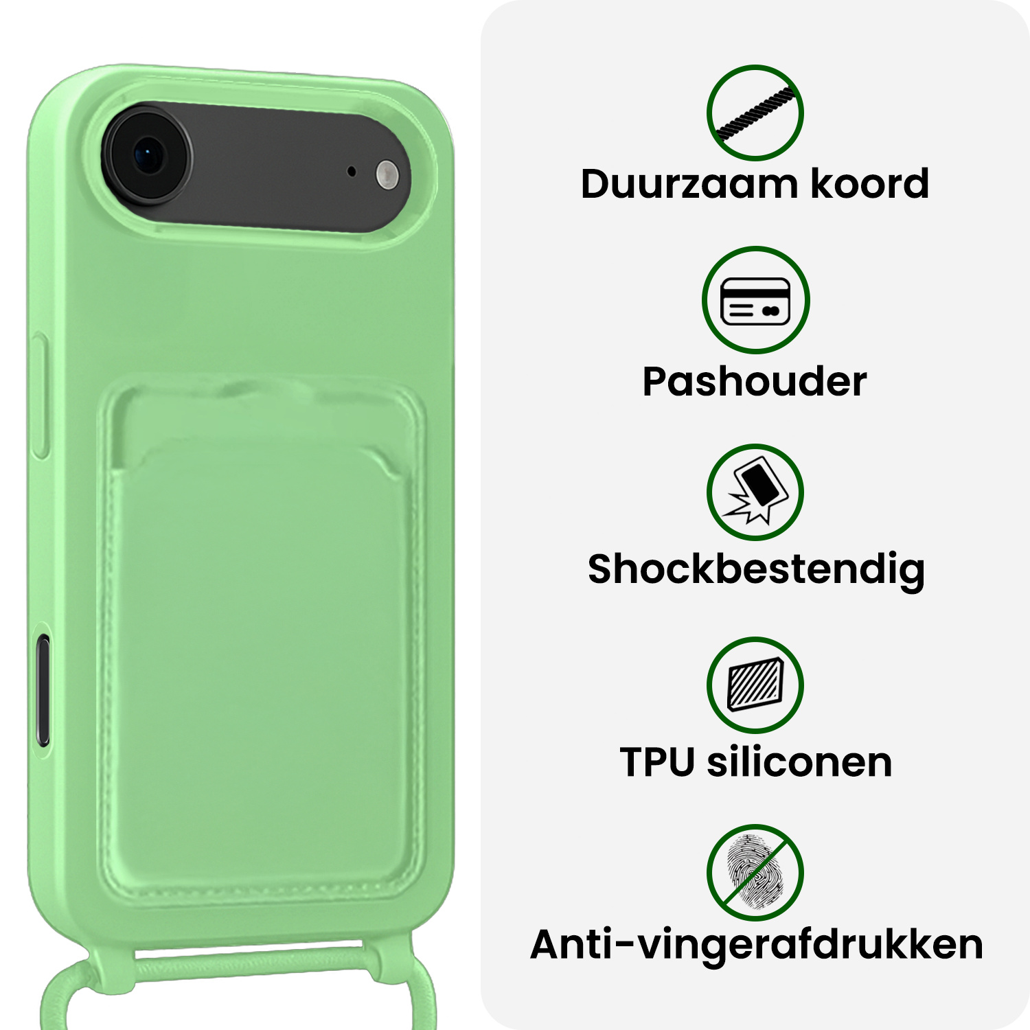 BASEY. BASEY. iPhone Air Hoesje Pashouder met Koord - Groen
