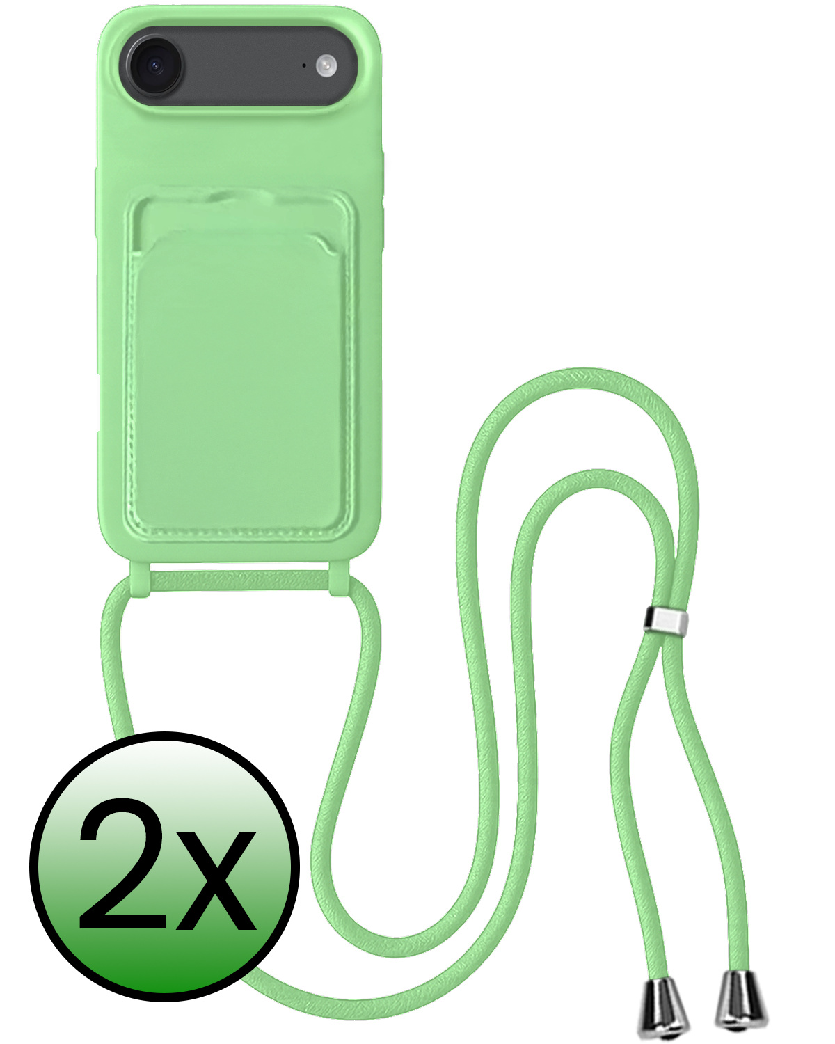 BASEY. BASEY. iPhone Air Hoesje Pashouder met Koord - Groen - 2 PACK