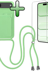 BASEY. BASEY. iPhone Air Hoesje Pashouder met Koord Met Screenprotector - Groen