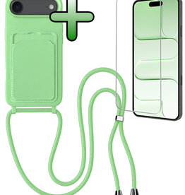 BASEY. BASEY. iPhone Air Hoesje Pashouder met Koord Met Screenprotector - Groen
