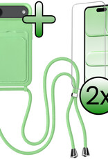BASEY. BASEY. iPhone Air Hoesje Pashouder met Koord Met 2x Screenprotector - Groen