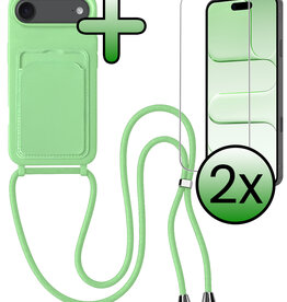 BASEY. BASEY. iPhone Air Hoesje Pashouder met Koord Met 2x Screenprotector - Groen