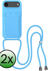 BASEY. BASEY. iPhone Air Hoesje Pashouder met Koord - Lichtblauw - 2 PACK