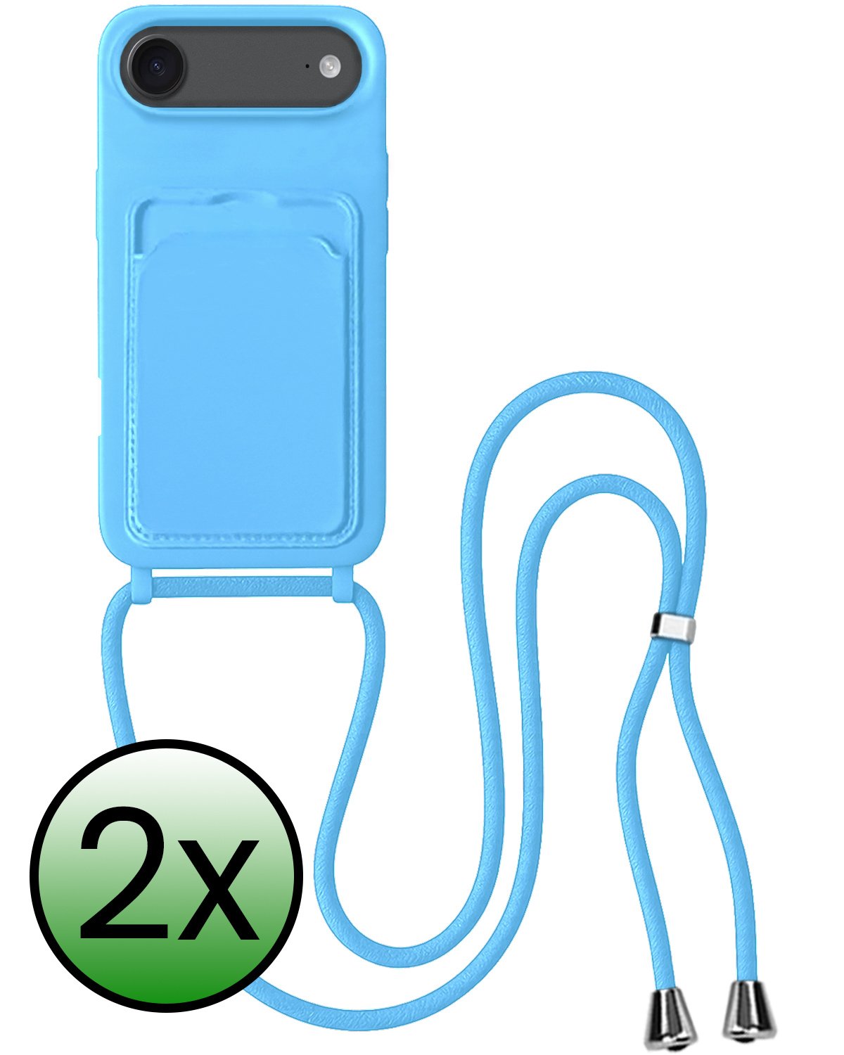 BASEY. BASEY. iPhone Air Hoesje Pashouder met Koord - Lichtblauw - 2 PACK