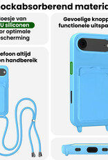 BASEY. BASEY. iPhone Air Hoesje Pashouder met Koord Met Screenprotector - Lichtblauw