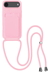 BASEY. BASEY. iPhone Air Hoesje Pashouder met Koord - Lichtroze