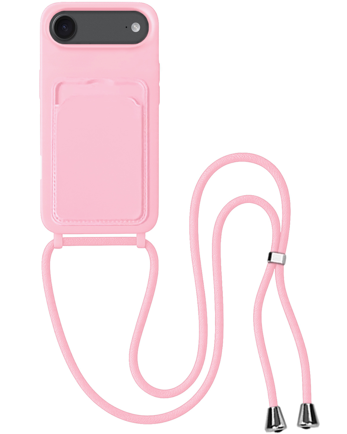 BASEY. BASEY. iPhone Air Hoesje Pashouder met Koord - Lichtroze